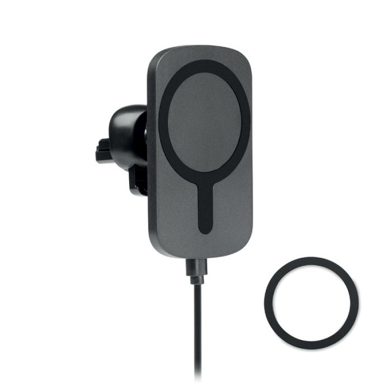 Draadloze 10W autolader - kunststof - met magnetische ring