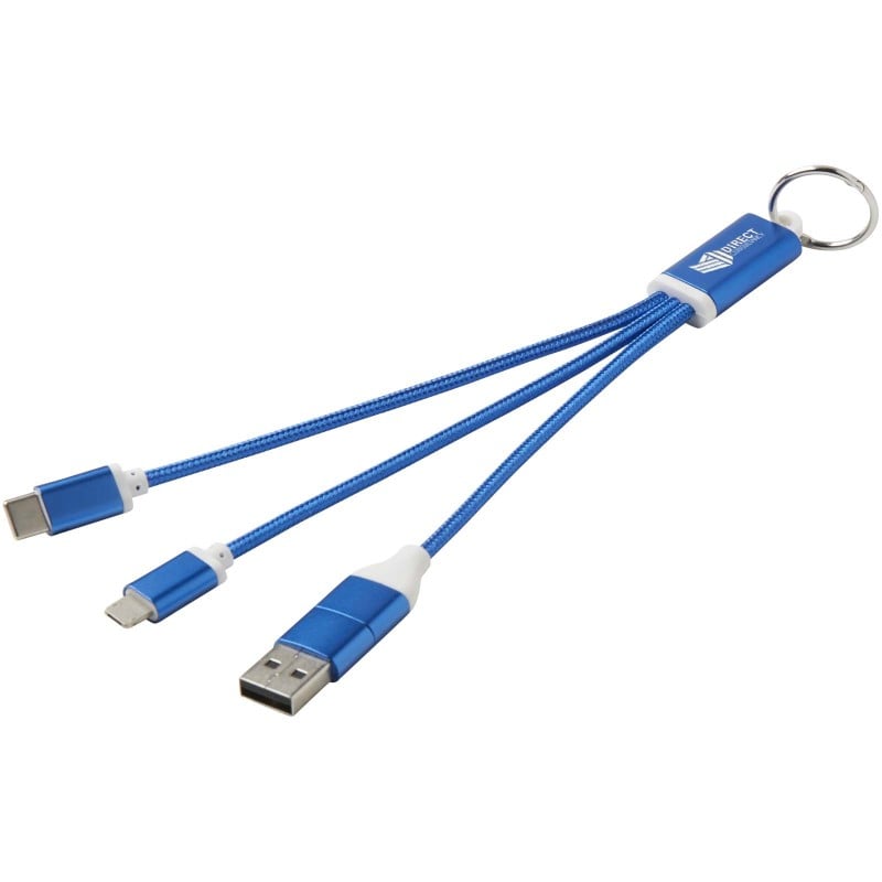 4 in 1 oplaadkabel - 10W - gerecycled metaal - sleutelhanger