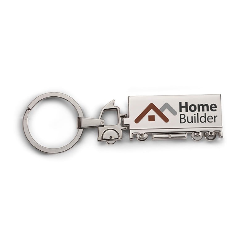 Vrachtwagen sleutelhanger - metaal - 10.5 cm - geschenkverpakking