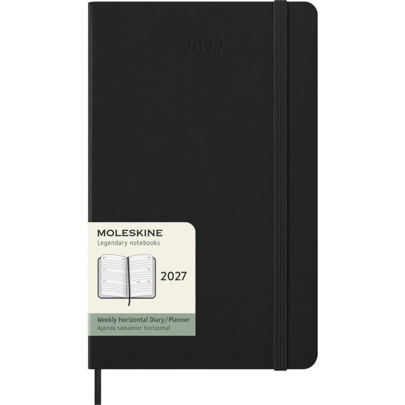Moleskine horizontale week-agenda 12 maanden - kunststof - uitklapbare binnenzak