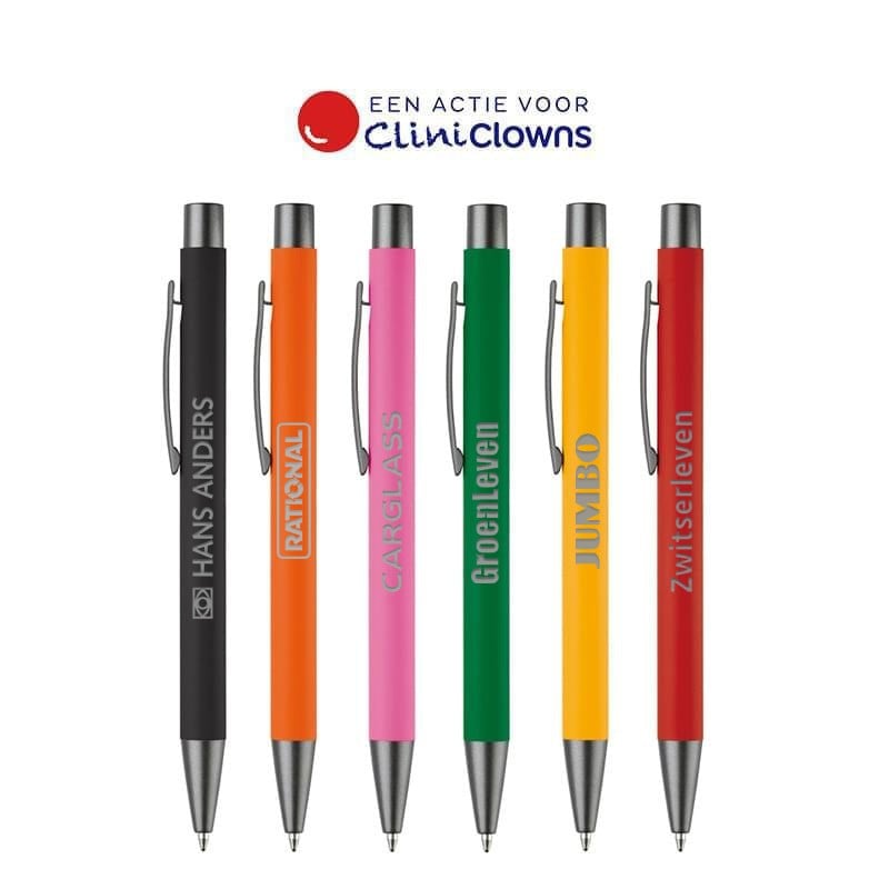 New York balpen - metaal - blauwe inkt - soft touch - metalen clip