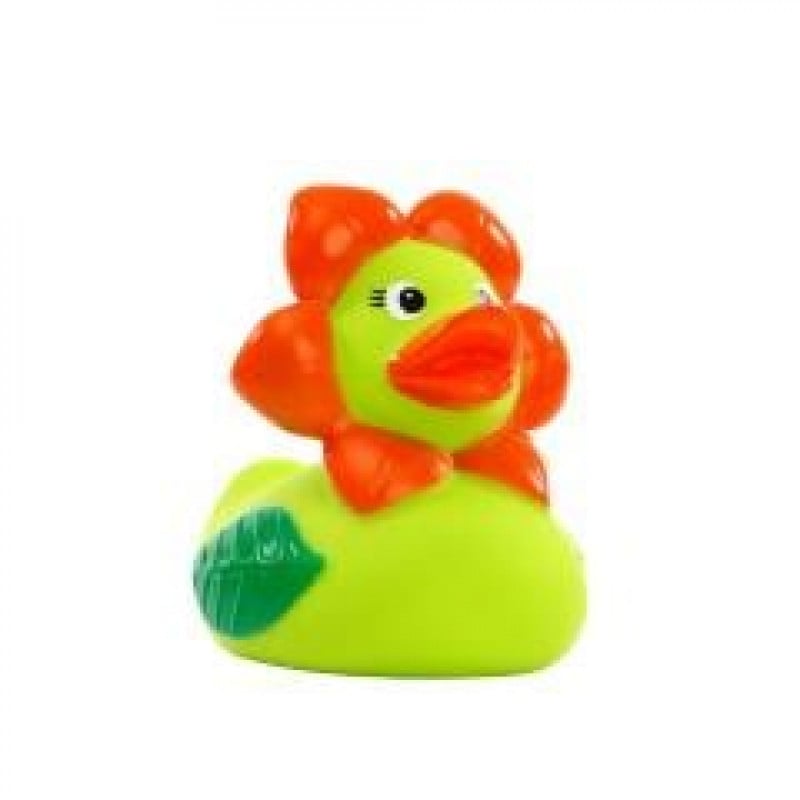 Bloem piepende badeend - PVC - 8.5x6.5x8.5 cm