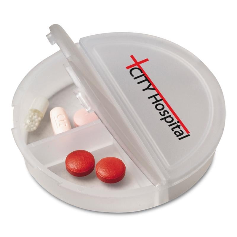 Pillendoosje frosted 7.5cm - kunststof - 3 vakken