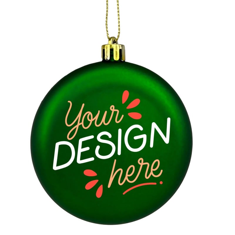 Platte kerstbal -gerecycled plastic - ø 8 cm - in doosje met venster