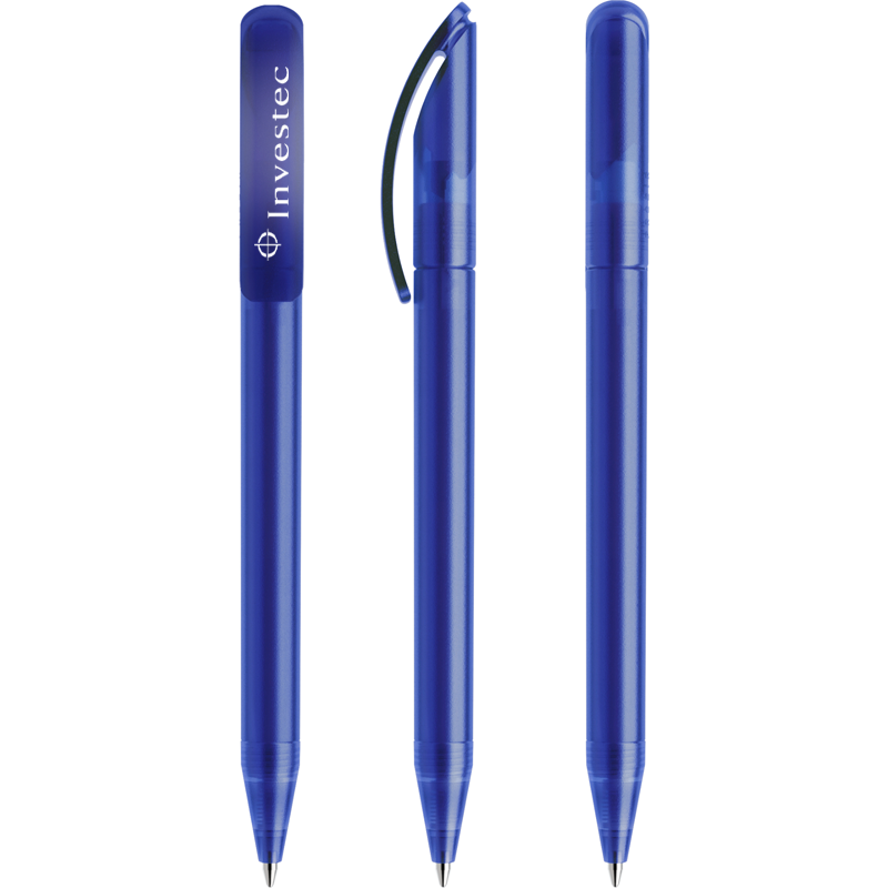 Prodir DS3 frosted balpen - gerecycled kunststof - zwarte, blauwe inkt - QR code - customizable