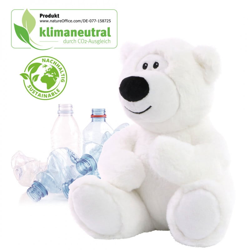 Gerecyclede knuffelijsbeer - gerecycled polyester - 19.5x20.5x23 cm