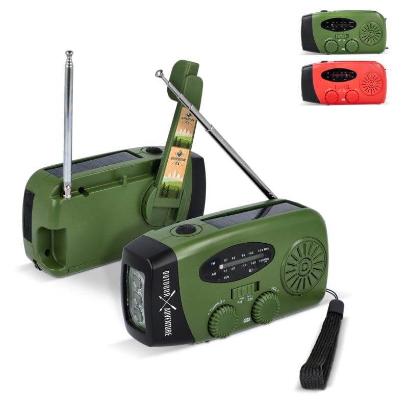3 in 1 SafeSound noodradio - kunststof - USB-C - opwindbaar of zonne-energie