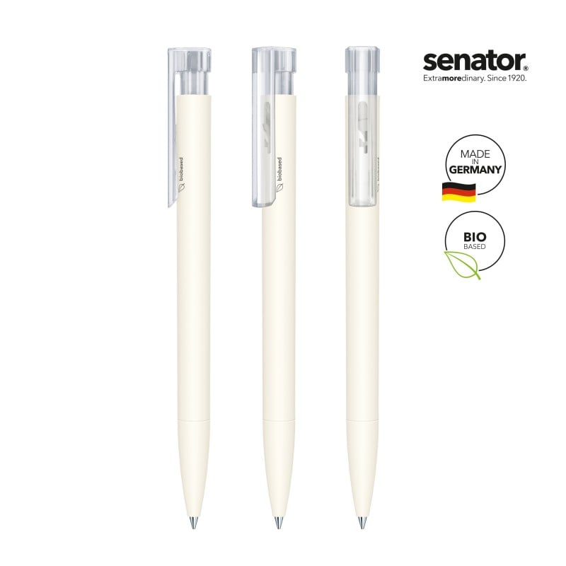 Senator Liberty balpen - biobased kunststof - zwarte, blauwe inkt - transparante clip