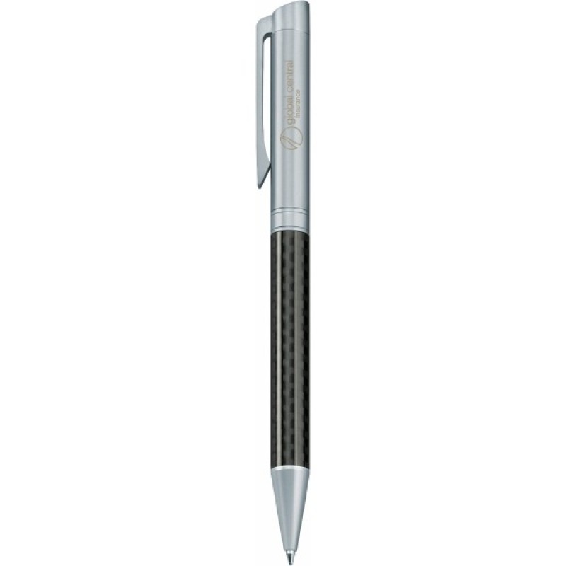 Senator Carbon line balpen - metaal - blauwe inkt - chroom details
