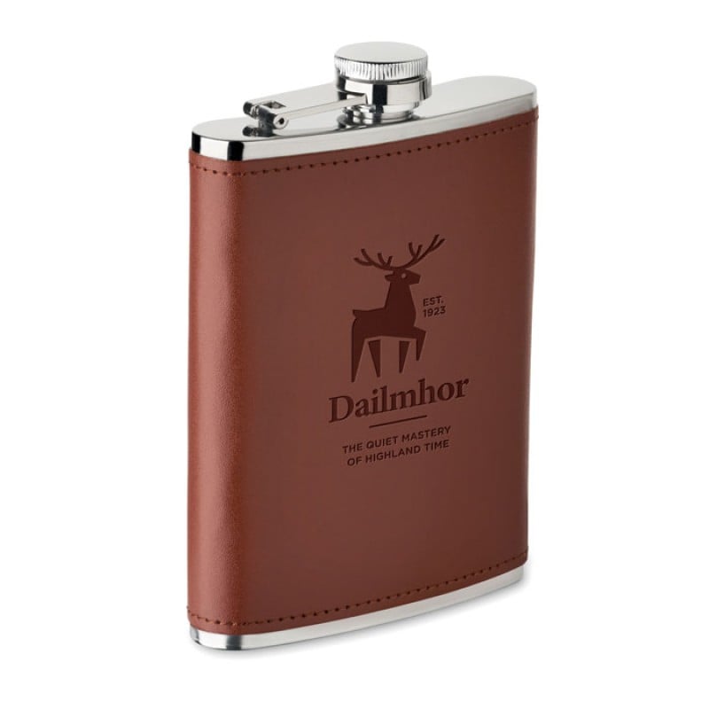 Heupfles 200ml - RVS en PU leer