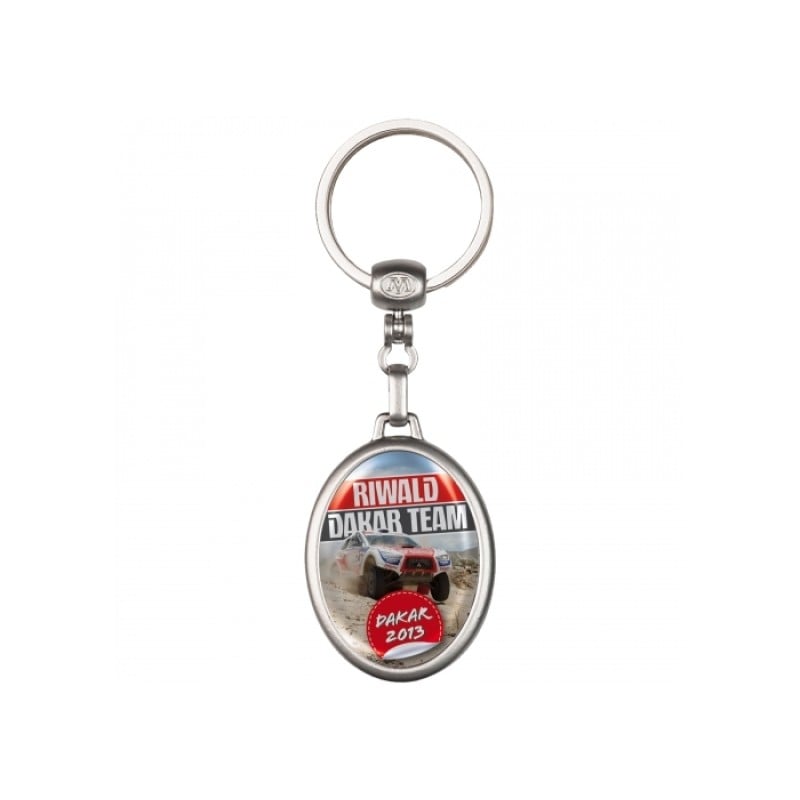 Ovale sleutelhanger - metaal - 10.3 cm - met doming label