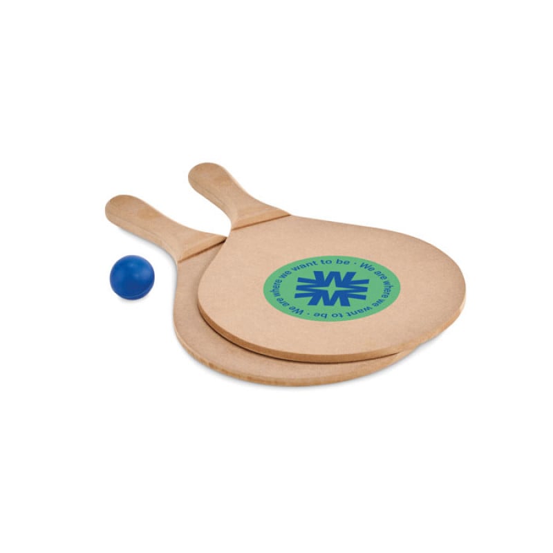 Raquet strandtennisspel - MDF - verpakt in katoenen zakje