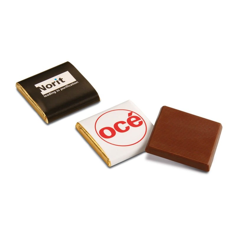 Chocolaatjes - 5 gram - melk en puur - vierkant - per stuk verpakt - zilver en goudfolie