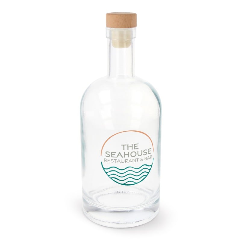 Waterfles 1000 ml - glas - houten dop