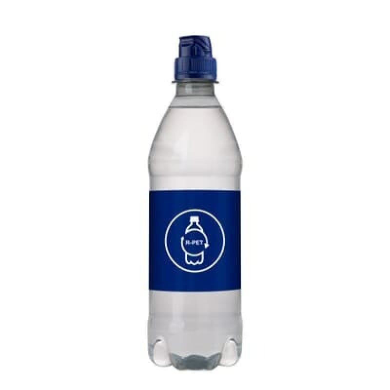Waterflesje met bronwater 500ml - rPET- met sportdop - diverse kleuren