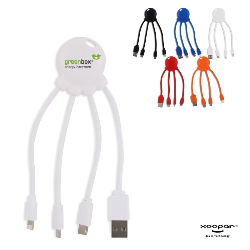 Xoopar Eco Octopus - rPET en biologisch kunststof - 3 connectors
