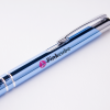 Delia balpen - aluminium - blauwe inkt - hoogglans UV afwerking - zilveren clip, tip en top