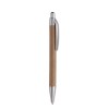 Pushton balpen - gerecycled papier - blauwe inkt - kunststof top, clip en punt