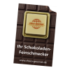 Visitekaartje met chocoladeblokje - melk/wit - eigen logo - 11 gram