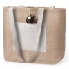 Farus tas 48 x 35 x 15 cm - jute/katoen - lange handgrepen - inzetstukken