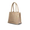 Small cadeau tas 20 x 22 x 13 cm - jute en katoen - gewatteerde handvatten
