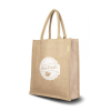 Trendy tas 35 x 31 x 10 cm - jute/katoen - gewatteerde handvatten