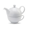 Tea Time theepot 400ml - keramiek - wit - inclusief theekopje - geschenkverpakking