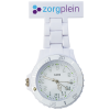 Verpleegsterhorloge - kunststof - rechthoekige houder met veiligheidspin