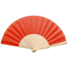 Folklore handwaaier - polyester - 42 x 23 cm - houten handvat