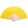 Folklore handwaaier - polyester - 42 x 23 cm - houten handvat