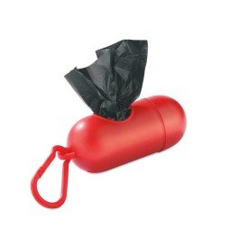Container met 10 vuilniszakjes - kunststof - 10 cm - met karabijnhaak