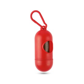 Container met 10 vuilniszakjes - kunststof - 10 cm - met karabijnhaak
