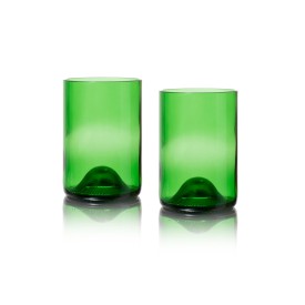 Rebottled® tumbler set - 330ml - groenkleurig glas - 2 stuks