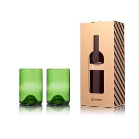 Rebottled® tumbler set - 330ml - groenkleurig glas - 2 stuks
