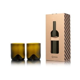 Rebottled® drinkglazen set - 175ml - olijfkleurig glas - 2 stuks