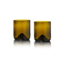 2 Olijfkleurige short drink glazen-Olijf
