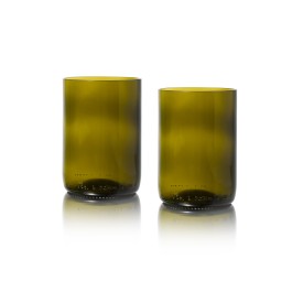 Rebottled® tumbler set - 330ml - olijfkleurig glas - 2 stuks