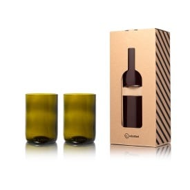 Rebottled® tumbler set - 330ml - olijfkleurig glas - 2 stuks