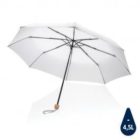 20.5" Impact AWARE™ RPET 190T pongee bamboe miniparaplu-Wit