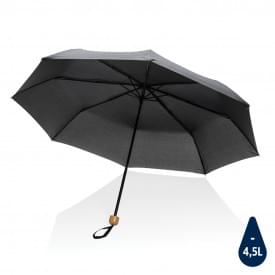 20.5" Impact AWARE™ RPET 190T pongee bamboe miniparaplu-Zwart