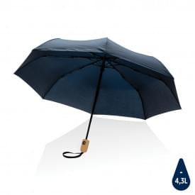 21" Impact AWARE™ RPET 190T bamboo auto open/dicht paraplu-Donkerblauw