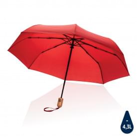 21" Impact AWARE™ RPET 190T bamboo auto open/dicht paraplu-Rood