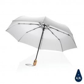 21" Impact AWARE™ RPET 190T bamboo auto open/dicht paraplu-Wit