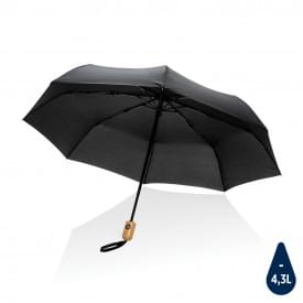 21" Impact AWARE™ RPET 190T bamboo auto open/dicht paraplu-Zwart