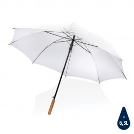 27" Impact AWARE™ RPET 190T auto open bamboe paraplu-Wit
