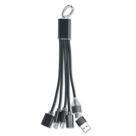 3-in-1 laadkabel sleutelhanger-Zwart