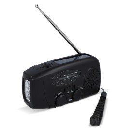 3 in 1 SafeSound noodradio - kunststof - USB-C - opwindbaar of zonne-energie-Zwart