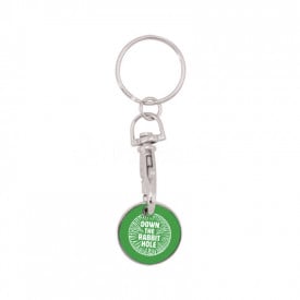 Euro market sleutelhanger - metaal - 6 cm - afneembare karabijnhaak - met winkelwagenmuntje