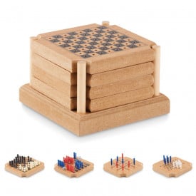 Set van 4 onderzetters - 10.6x10.6cm - Kurk en MDF - Bureau spelletjes