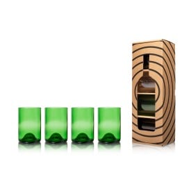 Rebottled® tumbler set - 330ml - groenkleurig glas - 4 stuks